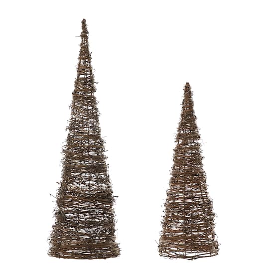 Glitzhome® Pre-Lit Rattan Christmas Table Tree Décor Set with Timer